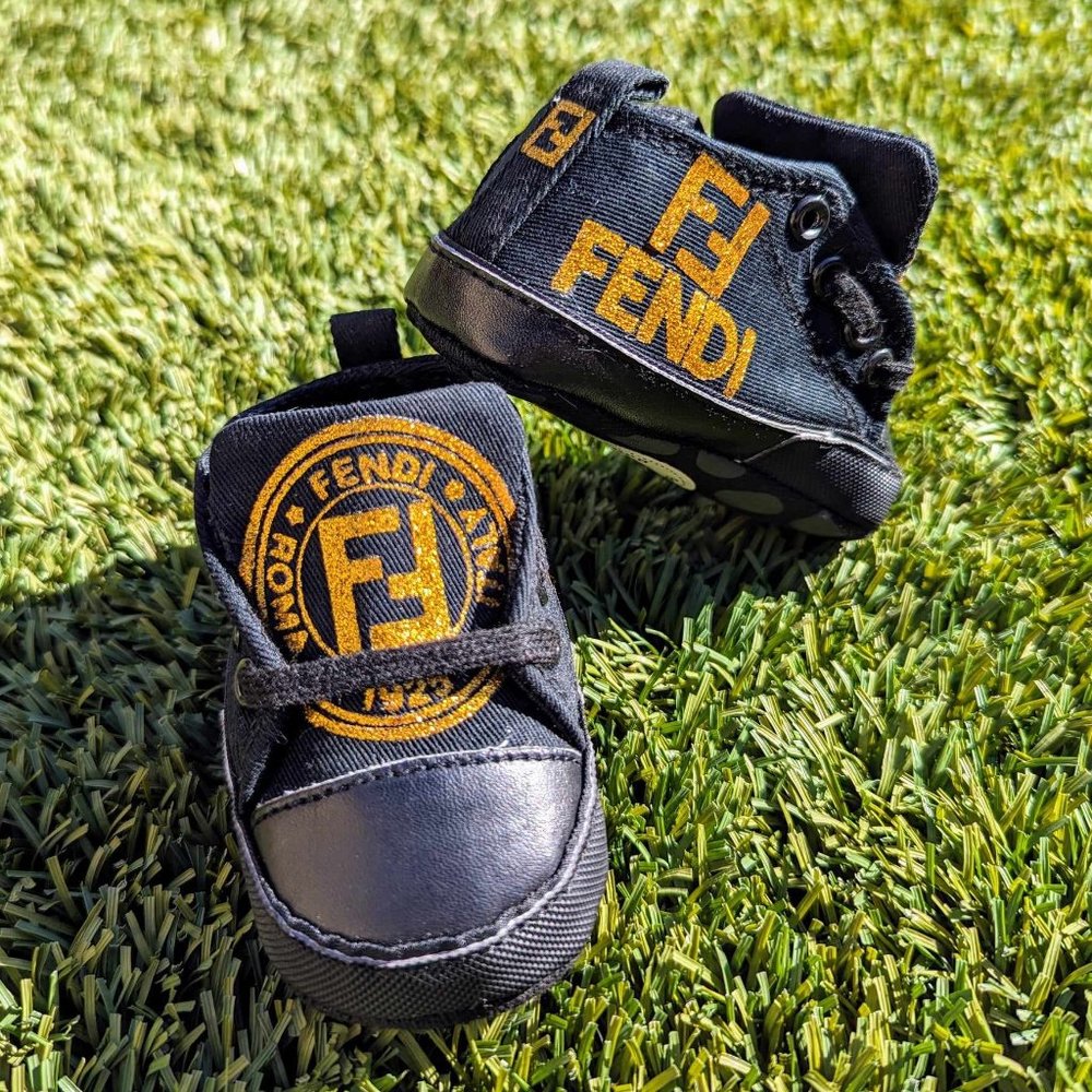 Black and Gold Soft Bottom Baby Shoes